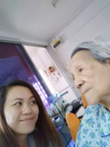 Capturing granny in action on her hyperactive days. The "good" thing about her corneal degeneration is I can sneak selfies in without her knowledge as she continues sharing her wise words, hehe.